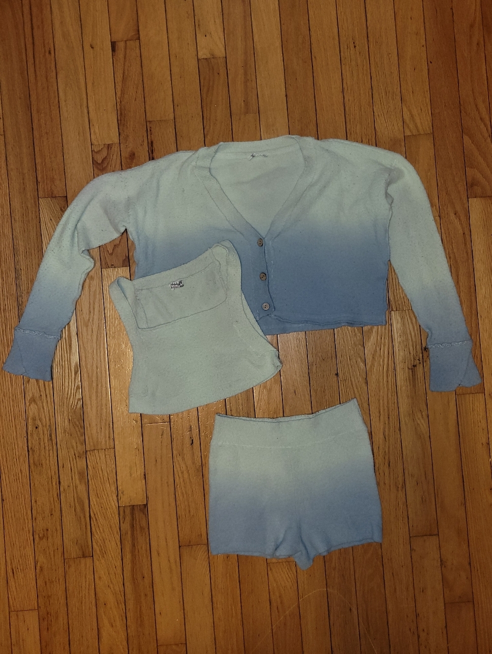 Free People Intimately Green & Blue Ombre Shorts, Bralette and Jacket Size X-S